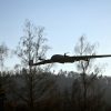 Romaero drone militare – UAV cu aripă fixă în zbor pe cer senin