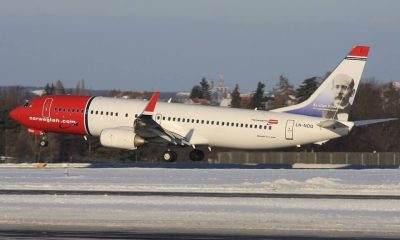 Avion Norwegian Boeing 737-800 cu livrea companiei, operatorul zborurilor directe Cluj Oslo Copenhaga