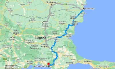 Traseul de pe coridorul Marea Neagră–Marea Egee, de la Alexandroupoli prin Burgas și Varna până la Constanța