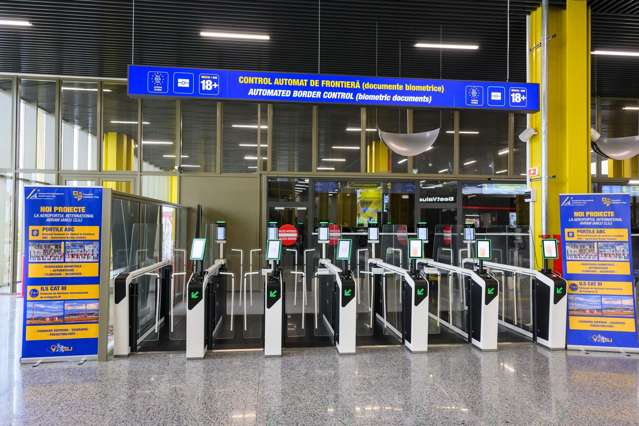 Porți automate de control la frontieră pe Aeroportul Cluj, pentru cetățeni UE, SEE și Elveția cu documente biometrice